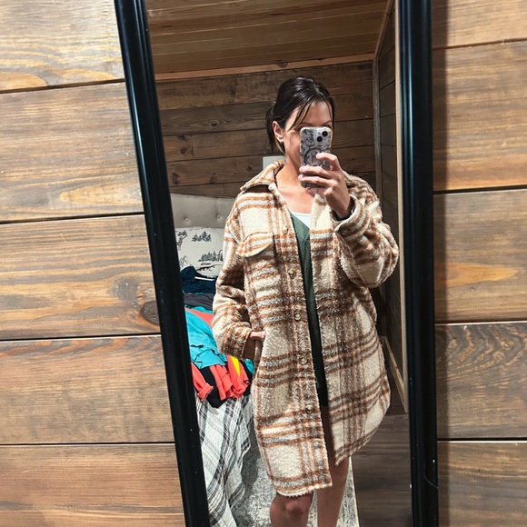 Plaid Button-Up Coat - Picture 1 of 3